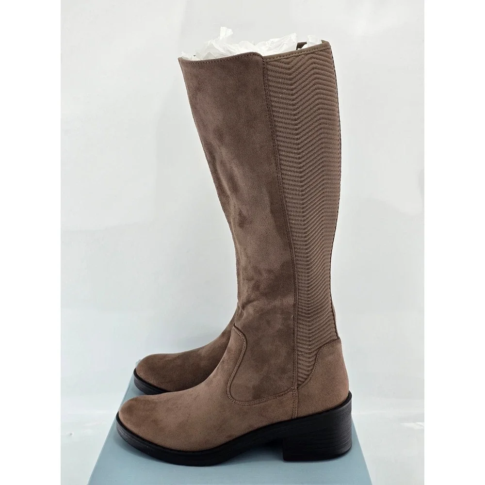 Bzees LifeStride Optimum Boots Womens 7.5 Mocha Brown Tall Suede - New